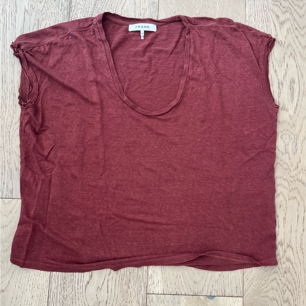 Frame Denim Burgundy Short Sleeve Tee